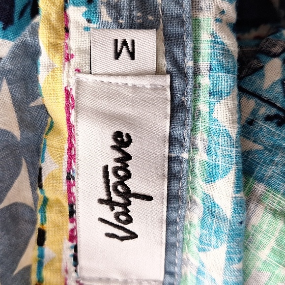 Vatpave Multicolor Striped Short Sleeve Retro Boho Button Down Shirt Size M - Picture 8 of 10